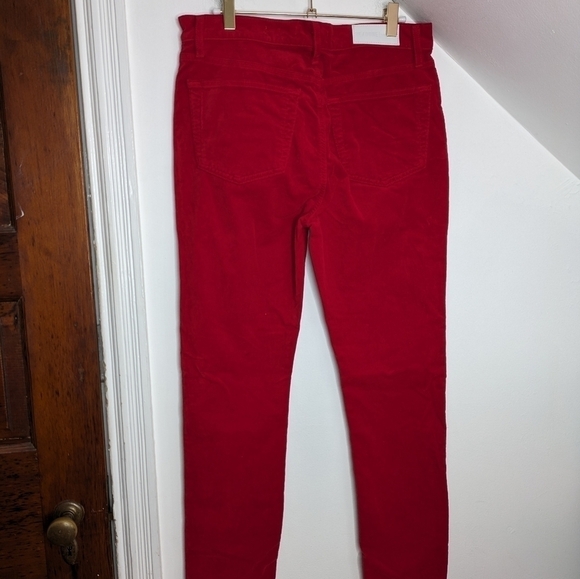 RE/DONE Cropped High-rise Stretch-velvet Skinny Pants In Red Size 30 - Picture 6 of 11
